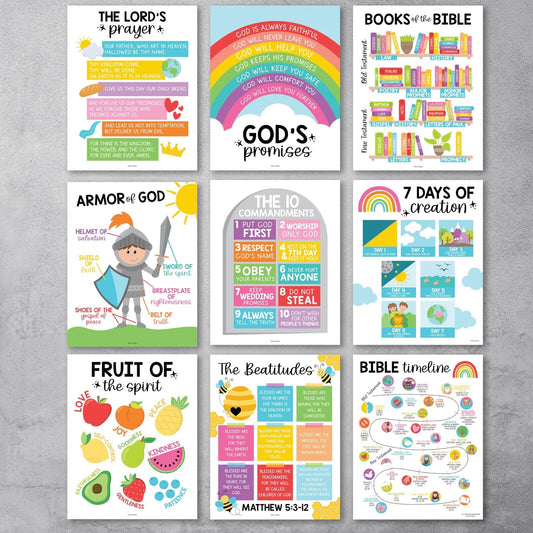 9 Colorful Sunday School Decorations for Classroom - Sunday School Posters,...