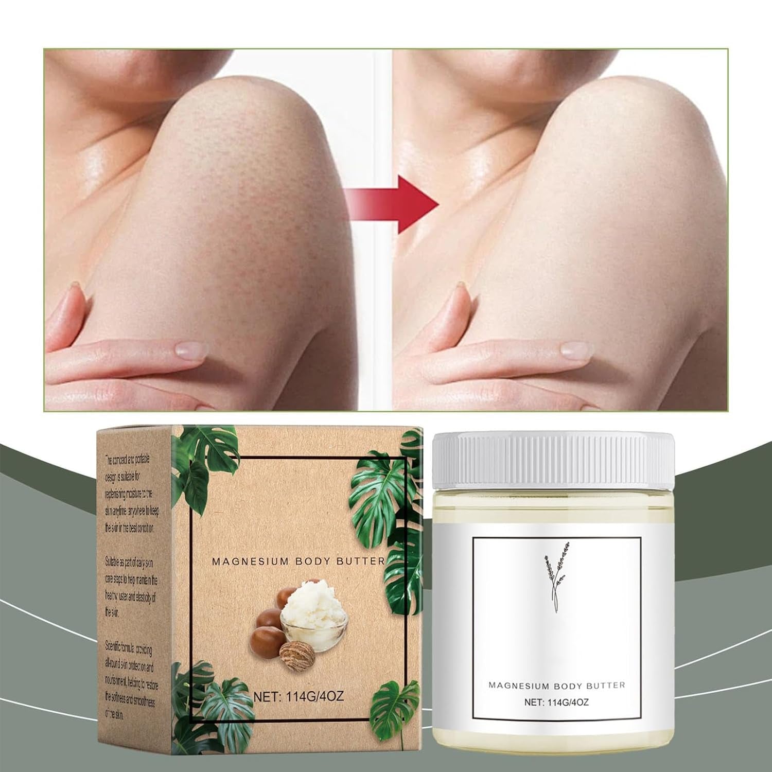 Neuropathy Cream, Magnesium Body Butter, Magnesium Cream, Deeply Moisturizes Skin, Keep Soft Smooth Lotion, Suitable for All Skin Types (2PC, 1)