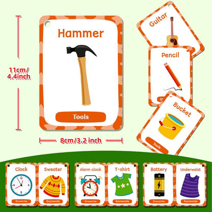 English Flash Cards for Kids 50X Double-Sided Word Cards Preschool Learning Educational Toys for Children Aged 3-6