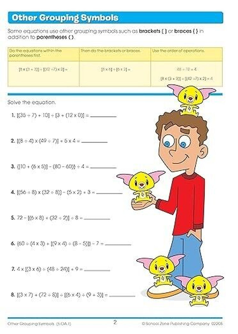 School Zone - Math Basics 5 Workbook - 64 Pages Ages 10 to 11 5Th Grade Divis...