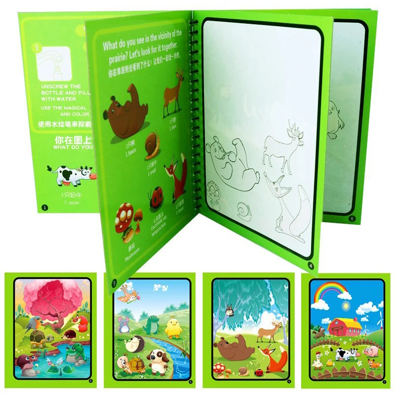 Coloring Books Painting Toy Magic Water Drawing Books Toddler Graffiti Toy DIY Craft Toys for Children Gifts