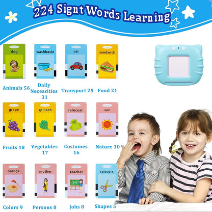 Talking Flash Cards Learning Toys for -6 Year Old Boys Girls, Speech Therapy Toys Autism Toys Preschool Educational Toys Games 224 Sight Words with Sound Effect Kids Birthday Gifts