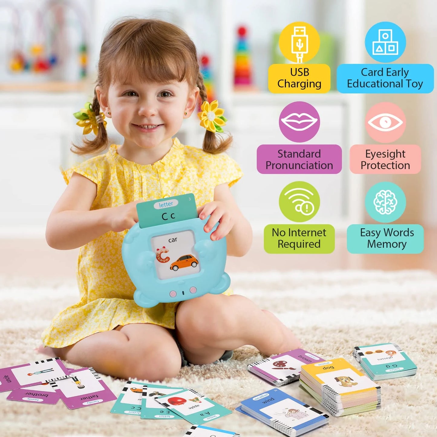 Talking Flash Cards Learning Toys for 1-6 Years Old Boys Girls,Autism Sensory Toys for Autistic Children,Speech Therapy Toys,Learning Montessori Toys,224 Sight Words(Blue)