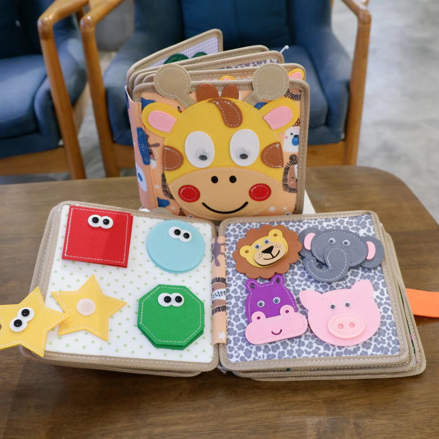 Children Shape Toys Montessori Educational Toys Giraffe Busy Book for Fine Motor Skills Knowledge Developing