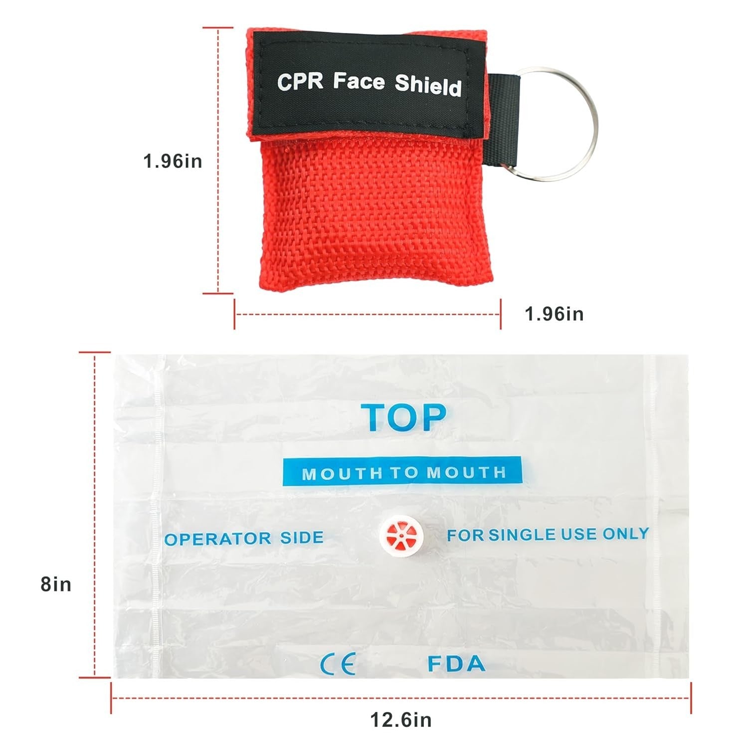 50 Packs CPR Pocket Mask, CPR Face Shield for Keychain, One-Way CPR Emergency...