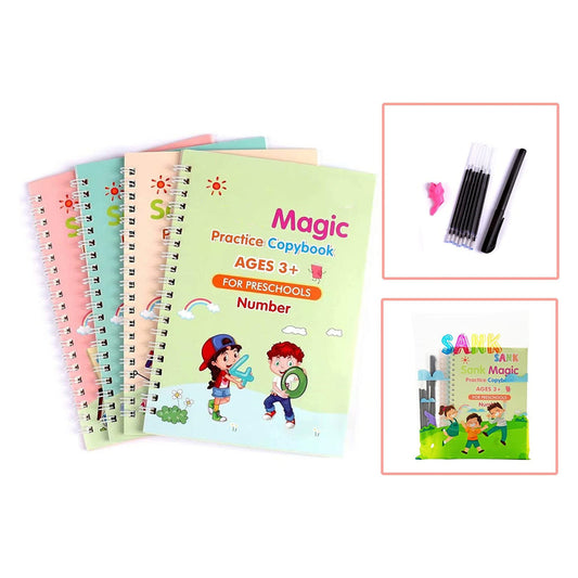 Reusable Copybook & Handwriting Practice Workbook(4 Books With Pen)