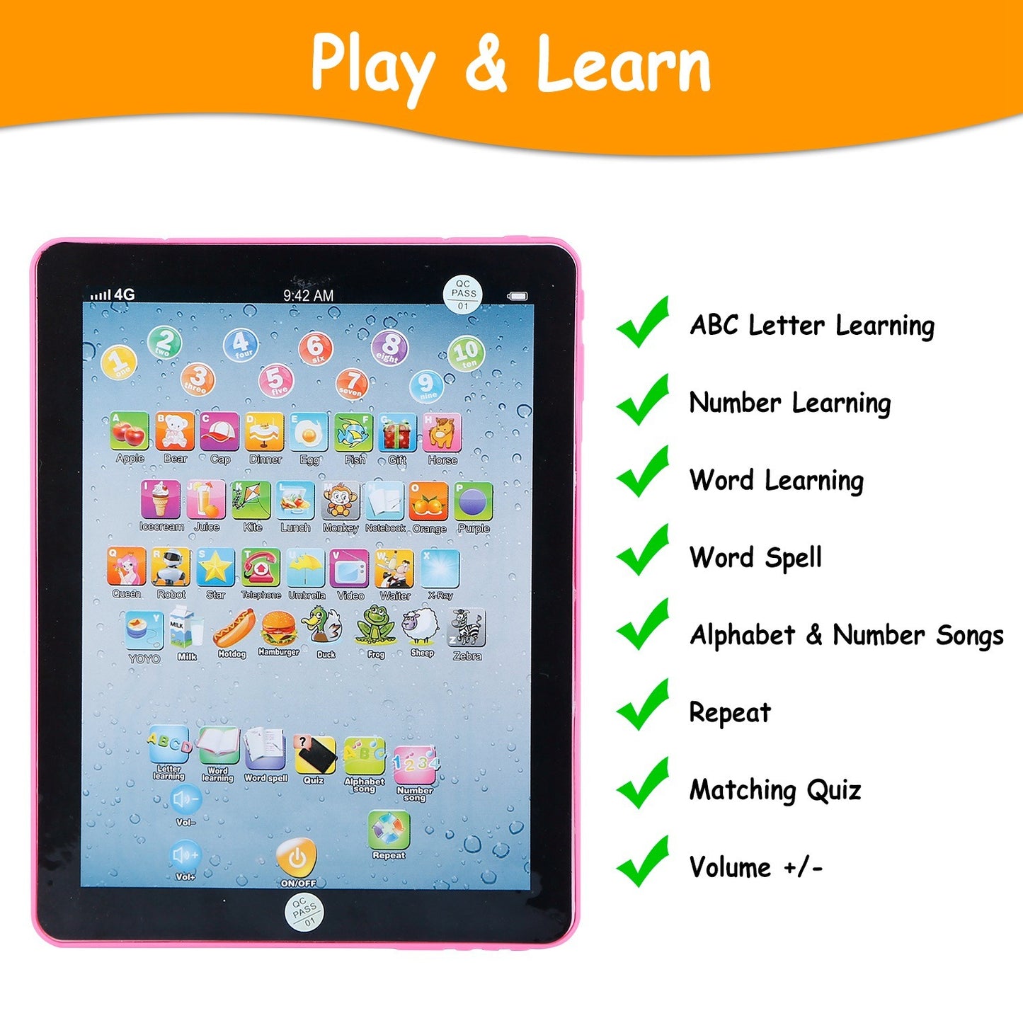 Baby Learning: Tablet Educational Mini Pads Touch Learn Toddler Tablet For ABC & Numbers