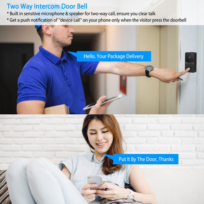 Smart & Wireless Doorbell Security with Night Vision (2 Way Intercom)