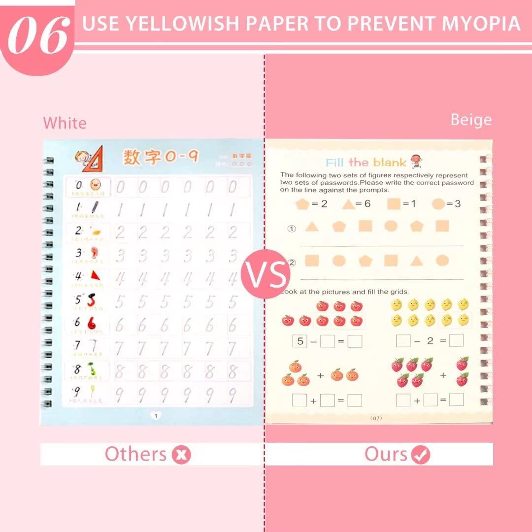 Reusable Copybook & Handwriting Practice Workbook(4 Books With Pen)