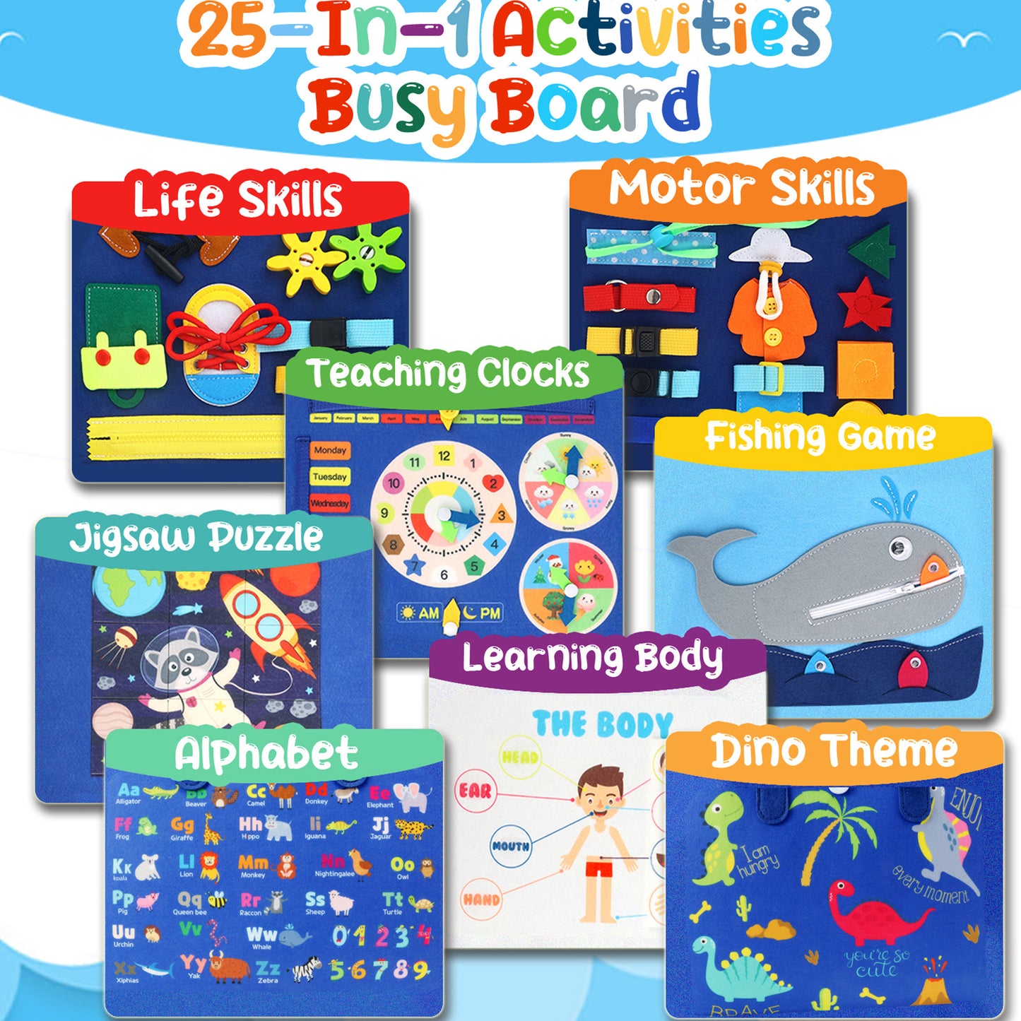 Sensory: Learning Activities: Busy Board Sensory Learning Activity - Montessori Airplane Travel Essentials Road Trip Games, Great Quiet Book Birthday Gifts