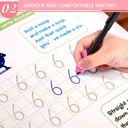 Reusable Copybook & Handwriting Practice Workbook(4 Books With Pen)