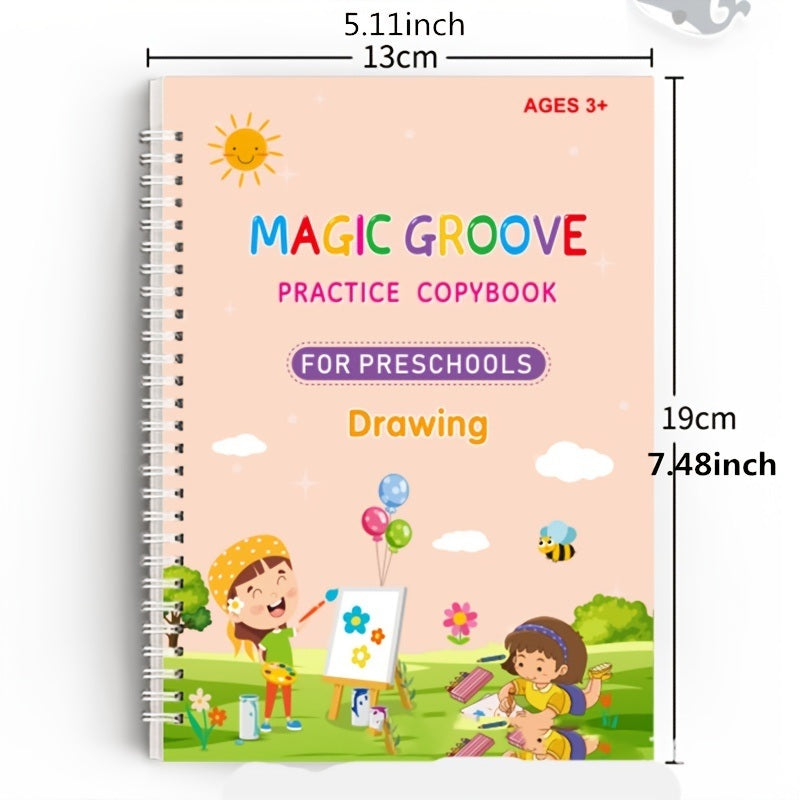 Reusable Handwriting and Lettering Textbook for Kindergarten(4pcs/set)