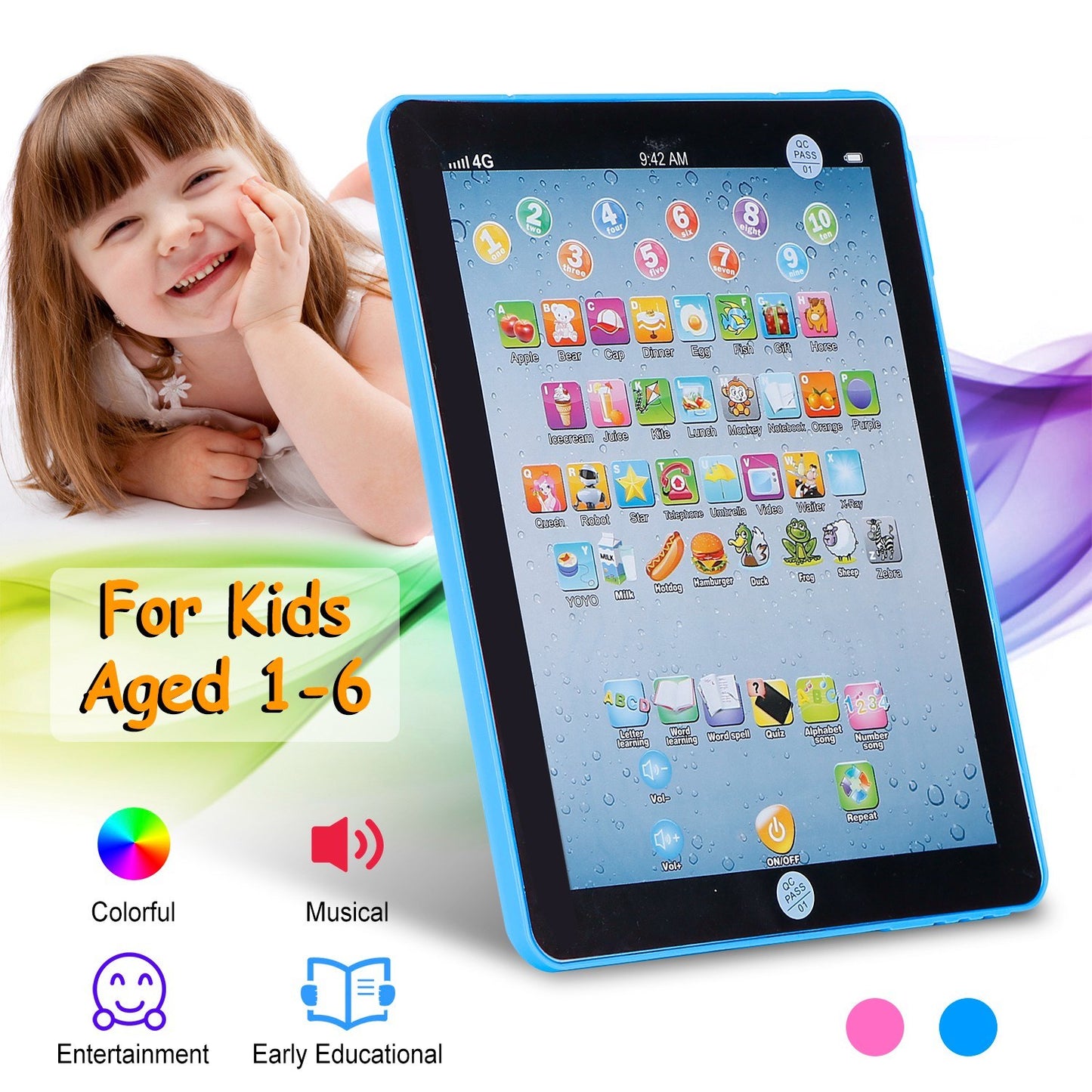Baby Learning: Tablet Educational Mini Pads Touch Learn Toddler Tablet For ABC & Numbers