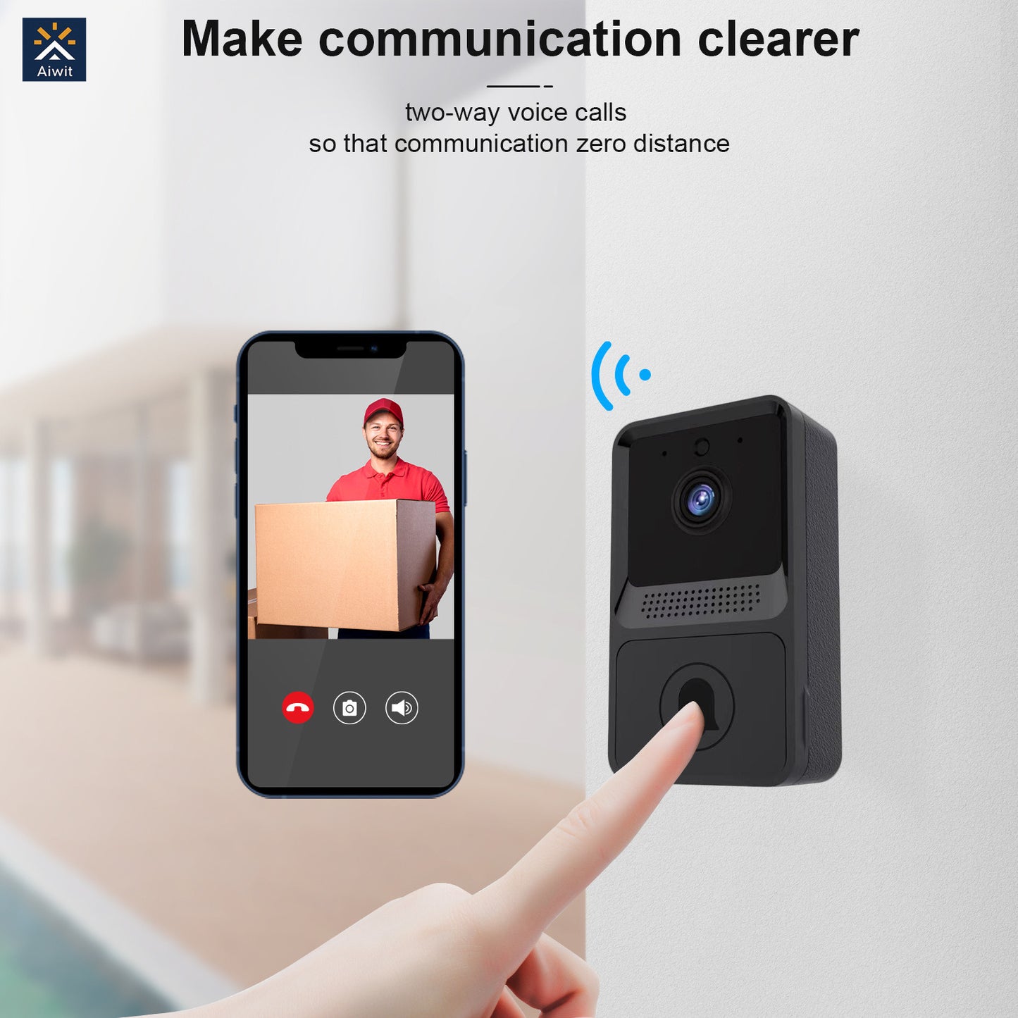 Smart Home Voice Phone Door Bell Video Camera with Peephole