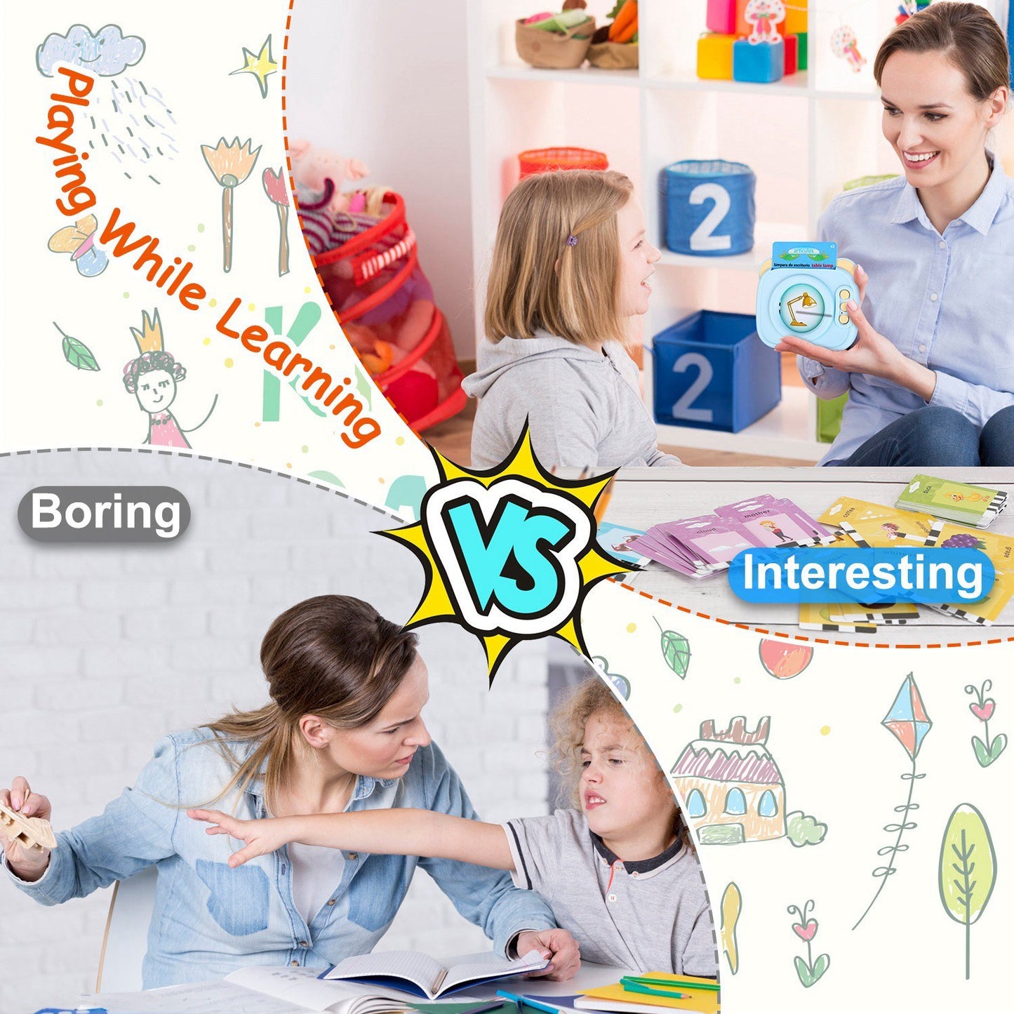 Talking Flash Cards 224 Sight Words Bilingual, Spanish & English(Age 1-8 Yrs Old)