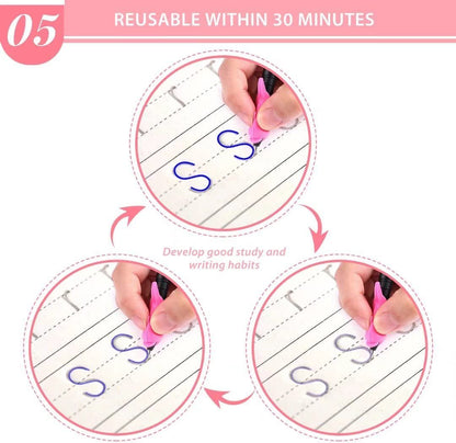 Reusable Copybook & Handwriting Practice Workbook(4 Books With Pen)