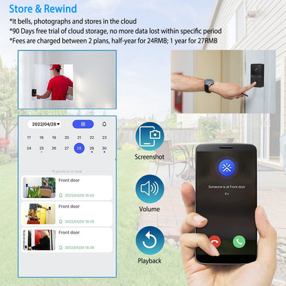 Smart & Wireless Doorbell Security with Night Vision (2 Way Intercom)