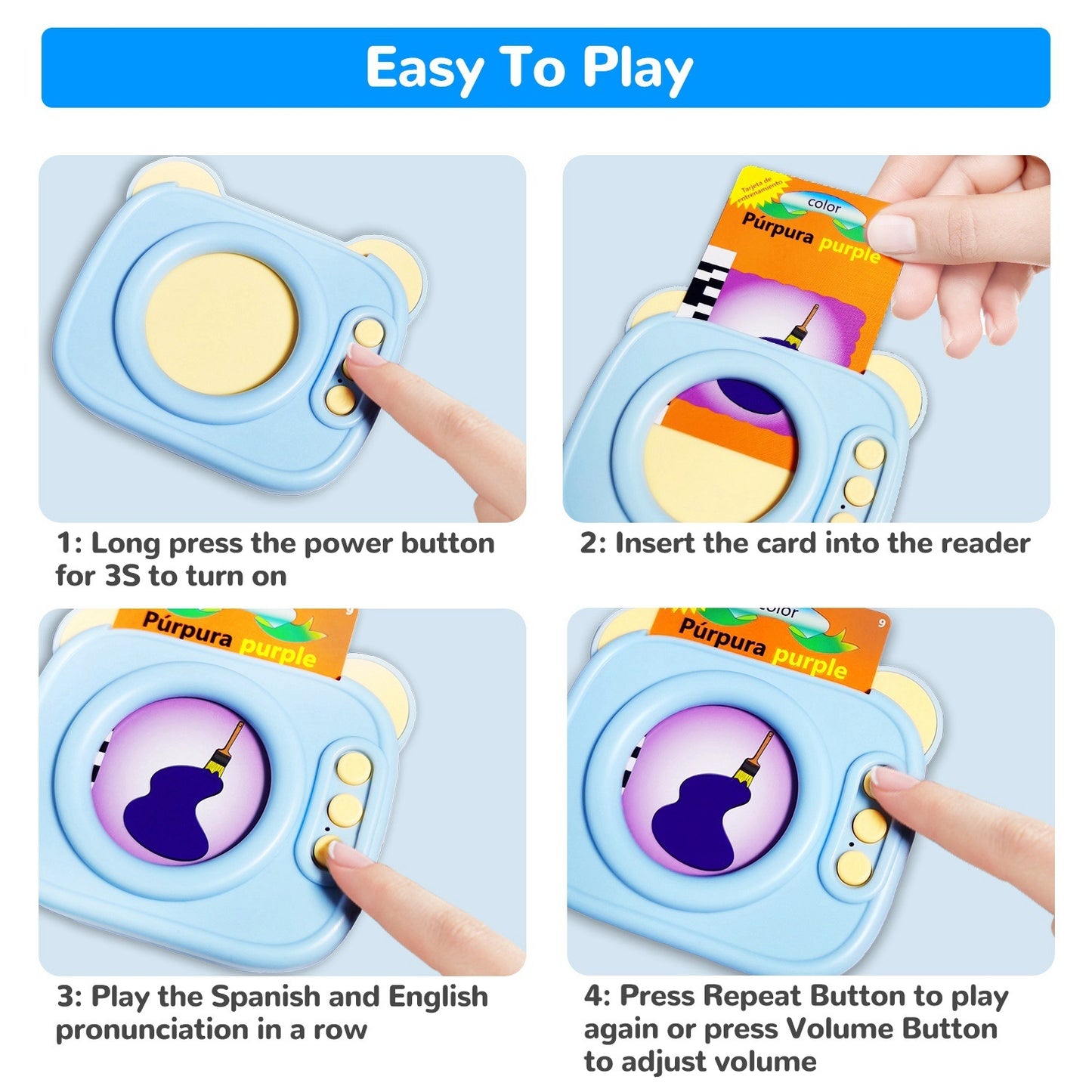 Talking Flash Cards 224 Sight Words Bilingual, Spanish & English(Age 1-8 Yrs Old)