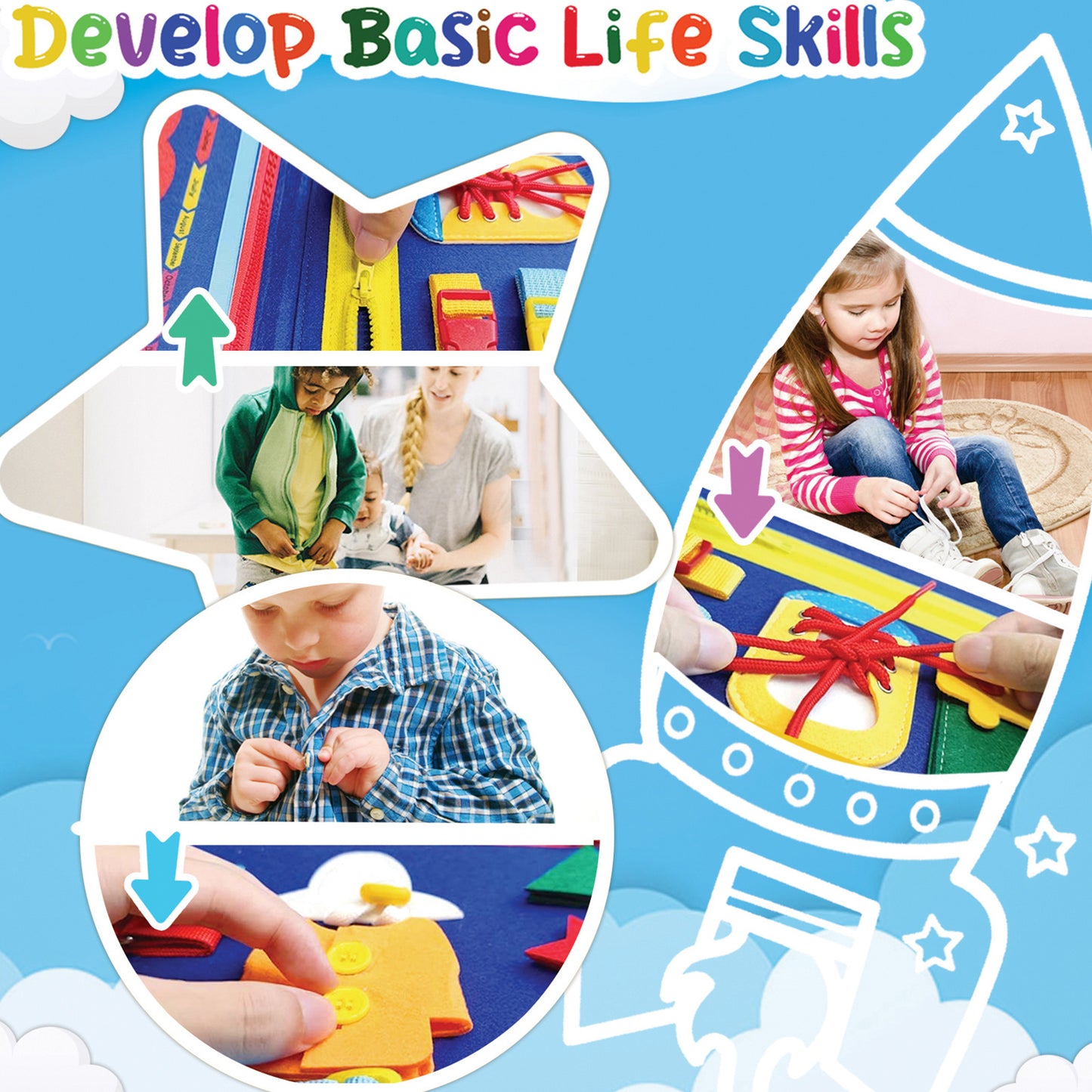 Sensory: Learning Activities: Busy Board Sensory Learning Activity - Montessori Airplane Travel Essentials Road Trip Games, Great Quiet Book Birthday Gifts