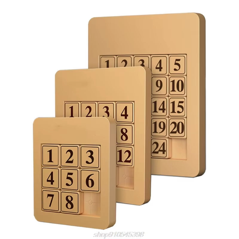 1Set Sliding Game Puzzle Montessori Learning Tangram Wooden Sensory Number Klotski Teaser J15 21 Dropship