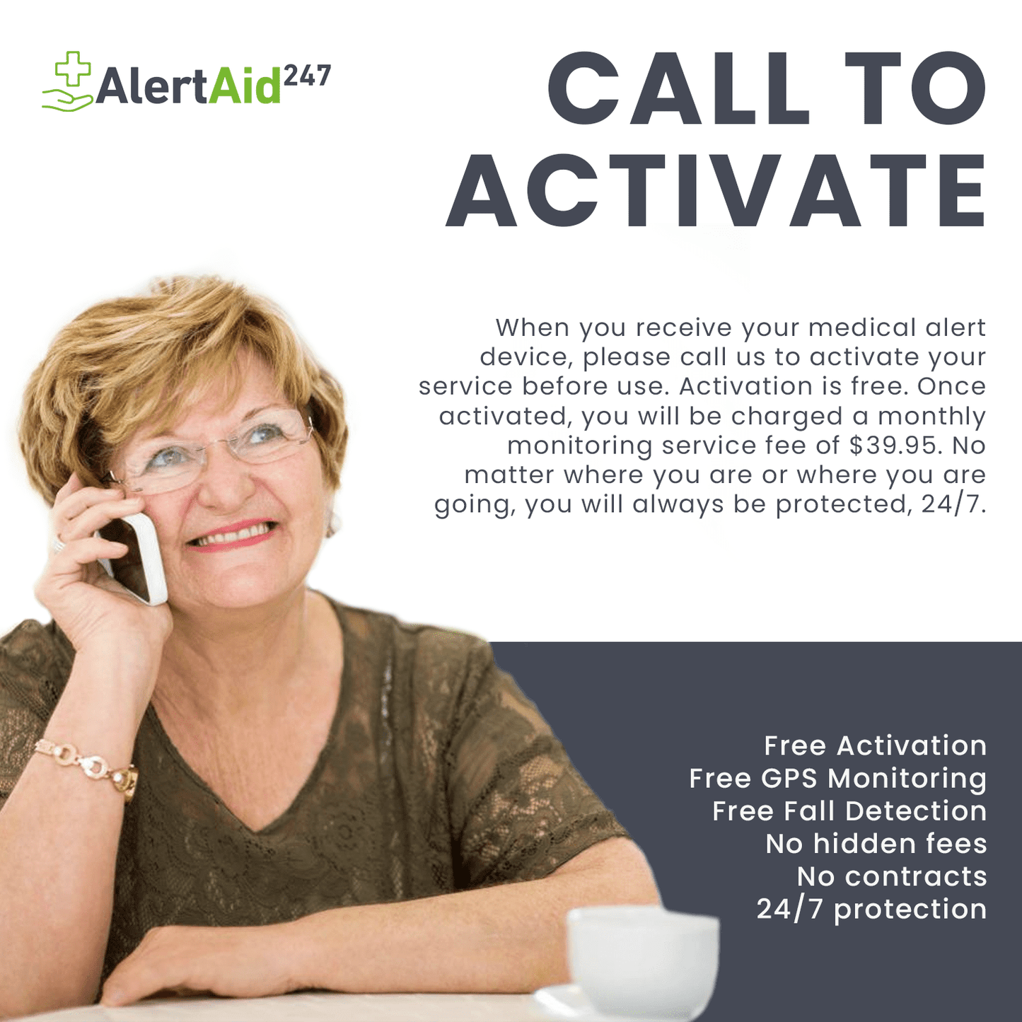 Alert Aid 247 GPS Medical Alert Device with Fall Detection by RMS BRAN
