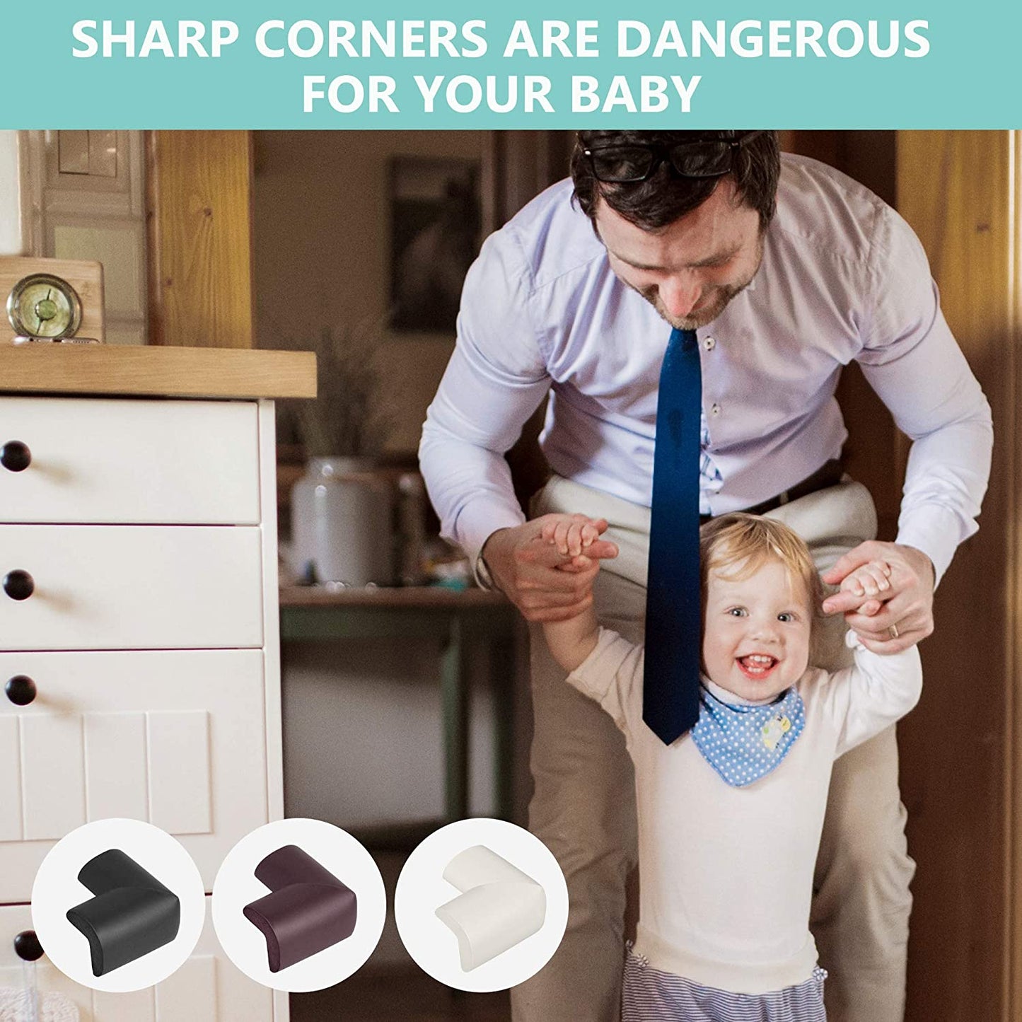 Corner Protector (12 Pack) Baby Proofing Edge and Corner Guards Foam, Table Safety Bumpers, Pre-Taped Furniture Corner Cushion (Off White)