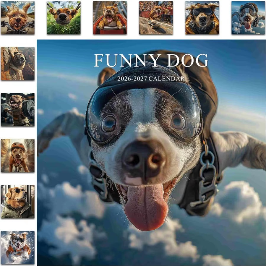 2026 Wall Calendar 18 Months Funny Dog Calendar 20262027 January 2026 to June 2027 Large Wall Calendar 2026 12" X 24" Opened Pe