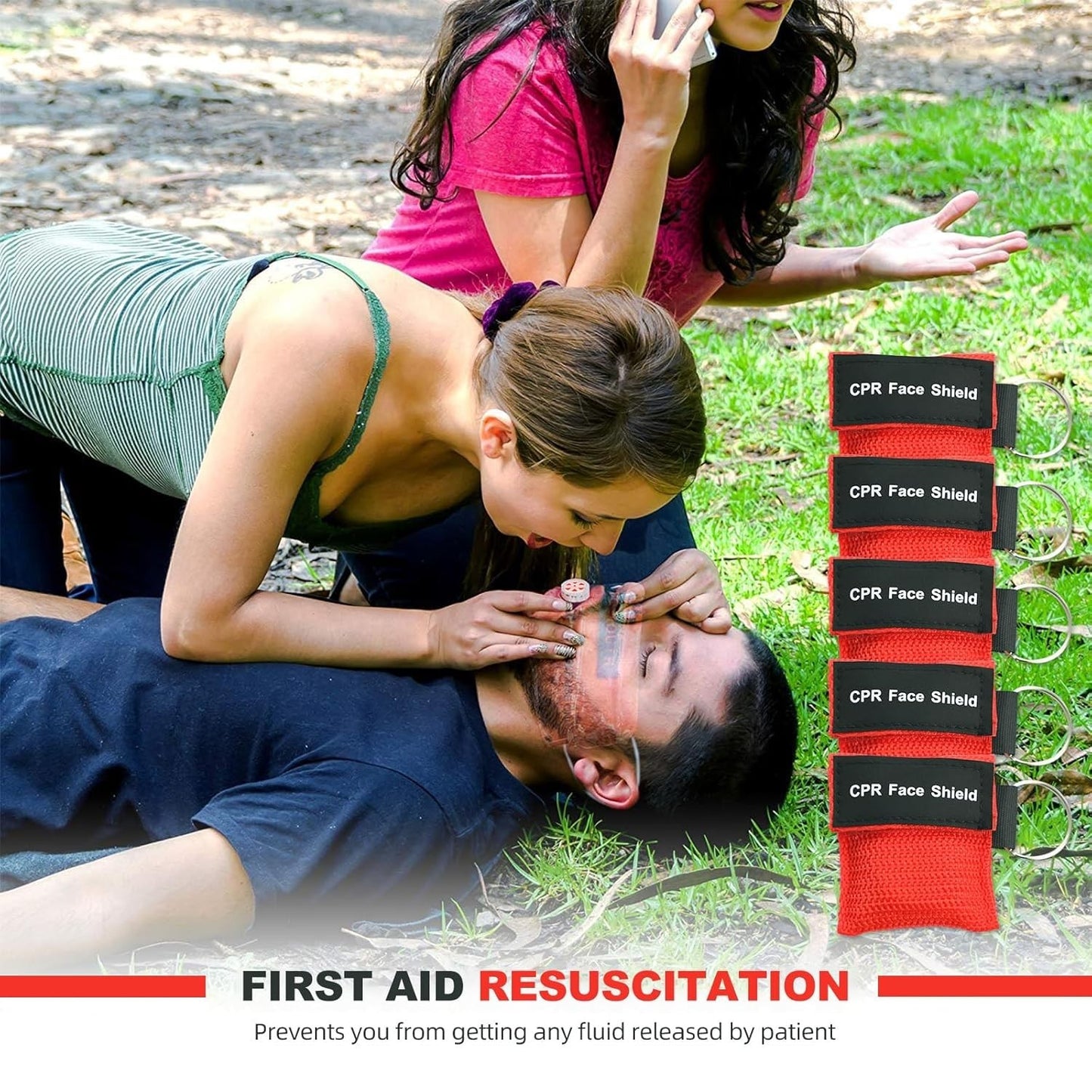 50 Packs CPR Pocket Mask, CPR Face Shield for Keychain, One-Way CPR Emergency...