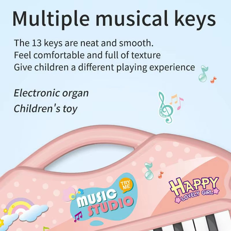 13 Key Portable Music Piano Keyboard Electronic Musical Instrument Toys Multifunctional Kids Learning Toys Birthday Gift