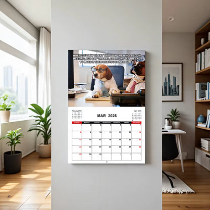 Funny Dog Calendar 2026 Planning Wall Calendar Hangable Monthly Calendar Decorative Hangable Calendar for Date Work Planning