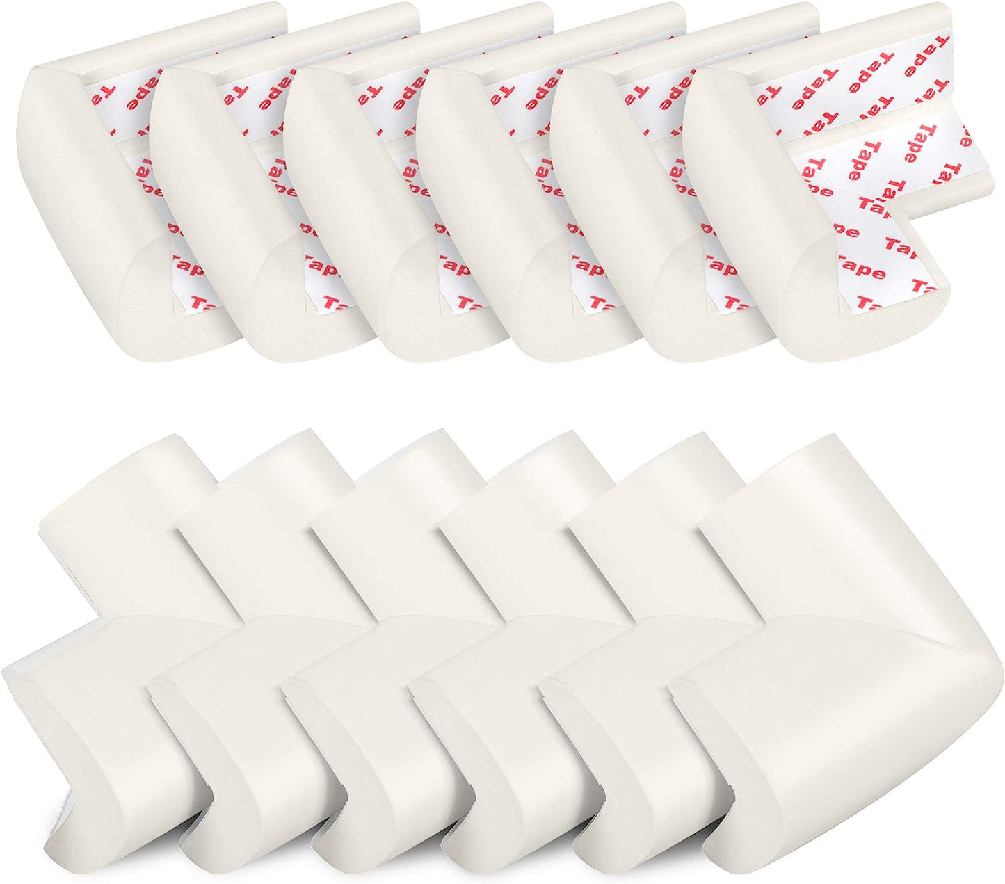 Corner Protector (12 Pack) Baby Proofing Edge and Corner Guards Foam, Table Safety Bumpers, Pre-Taped Furniture Corner Cushion (Off White)