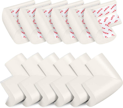 Corner Protector (12 Pack) Baby Proofing Edge and Corner Guards Foam, Table Safety Bumpers, Pre-Taped Furniture Corner Cushion (Off White)