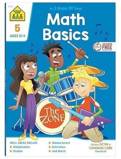 School Zone - Math Basics 5 Workbook - 64 Pages Ages 10 to 11 5Th Grade Divis...
