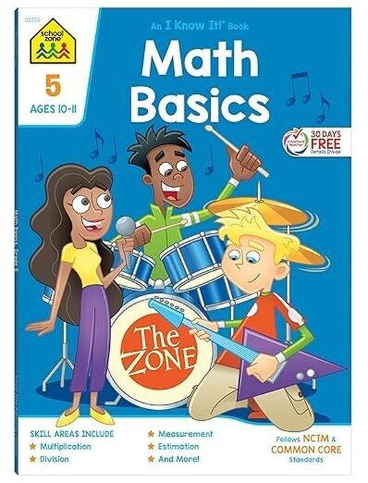 School Zone - Math Basics 5 Workbook - 64 Pages Ages 10 to 11 5Th Grade Divis...