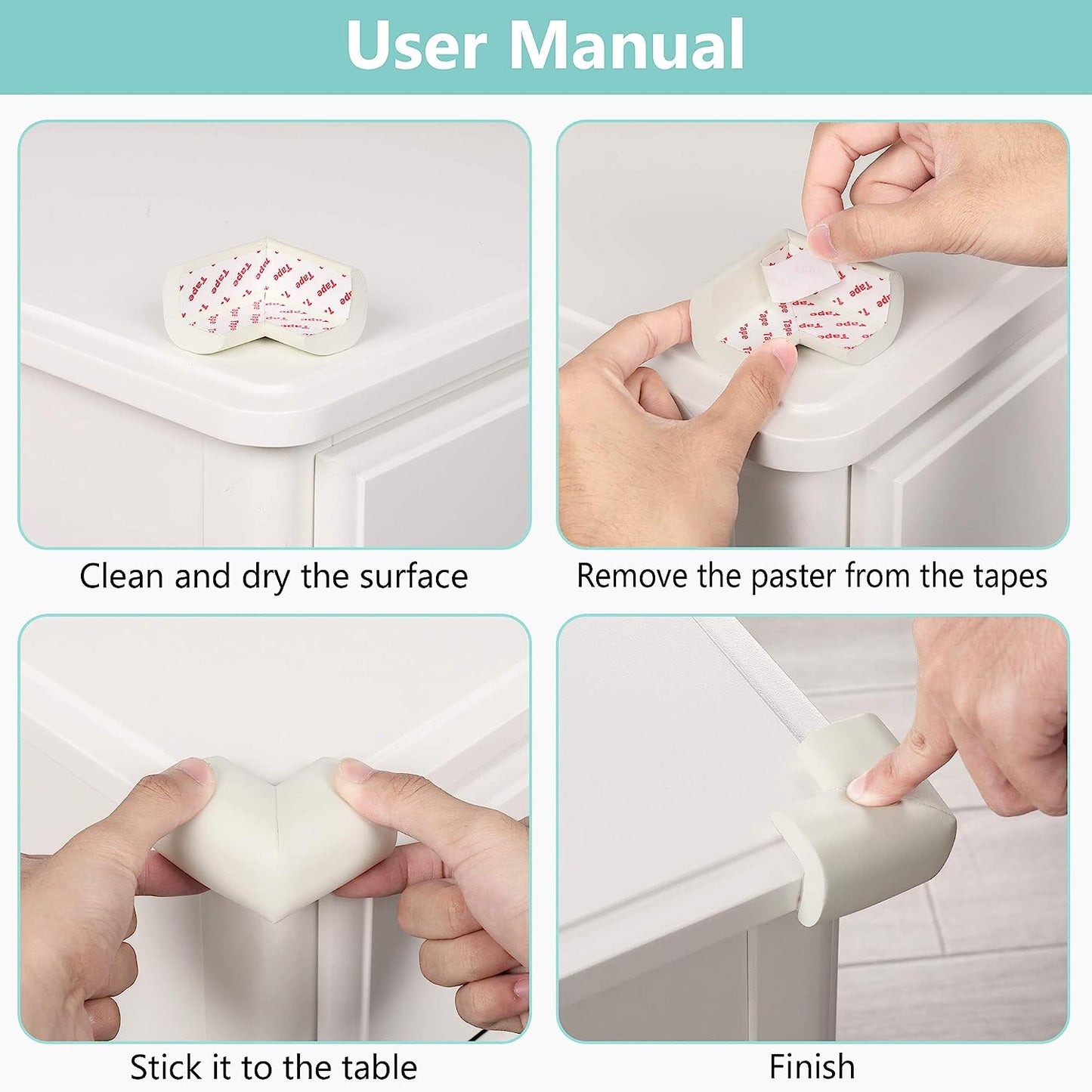 Corner Protector (12 Pack) Baby Proofing Edge and Corner Guards Foam, Table Safety Bumpers, Pre-Taped Furniture Corner Cushion (Off White)